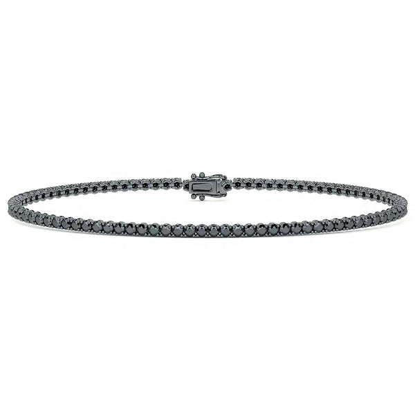 1.80ctw Round Brilliant Black Diamond Tennis Bracelet set in 14k Black Gold
