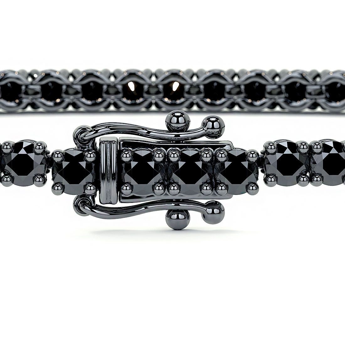 1.80ctw Round Brilliant Black Diamond Tennis Bracelet set in 14k Black Gold