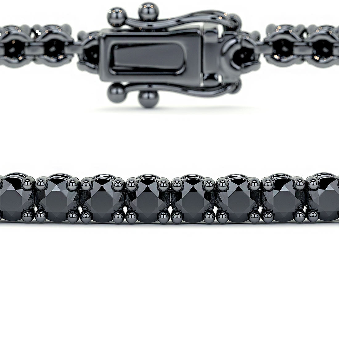 1.80ctw Round Brilliant Black Diamond Tennis Bracelet set in 14k Black Gold
