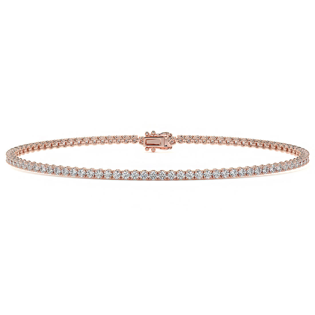 1.80ctw Round Brilliant Diamond Tennis Bracelet set in 14k Rose Gold