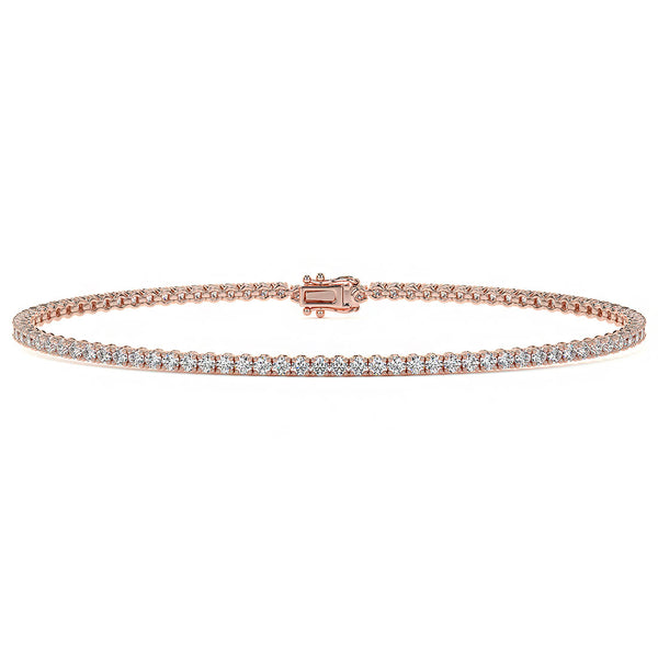 1.80ctw Round Brilliant Diamond Tennis Bracelet set in 14k Rose Gold