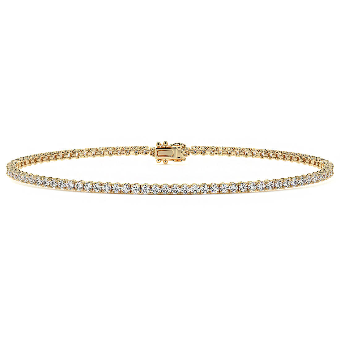 1.80ctw Round Brilliant Diamond Tennis Bracelet set in 14k Yellow Gold