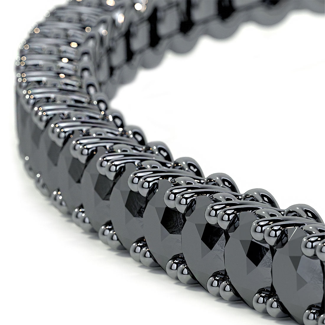 2.50ctw Round Brilliant Black Diamond Tennis Bracelet set in 14k Black Gold