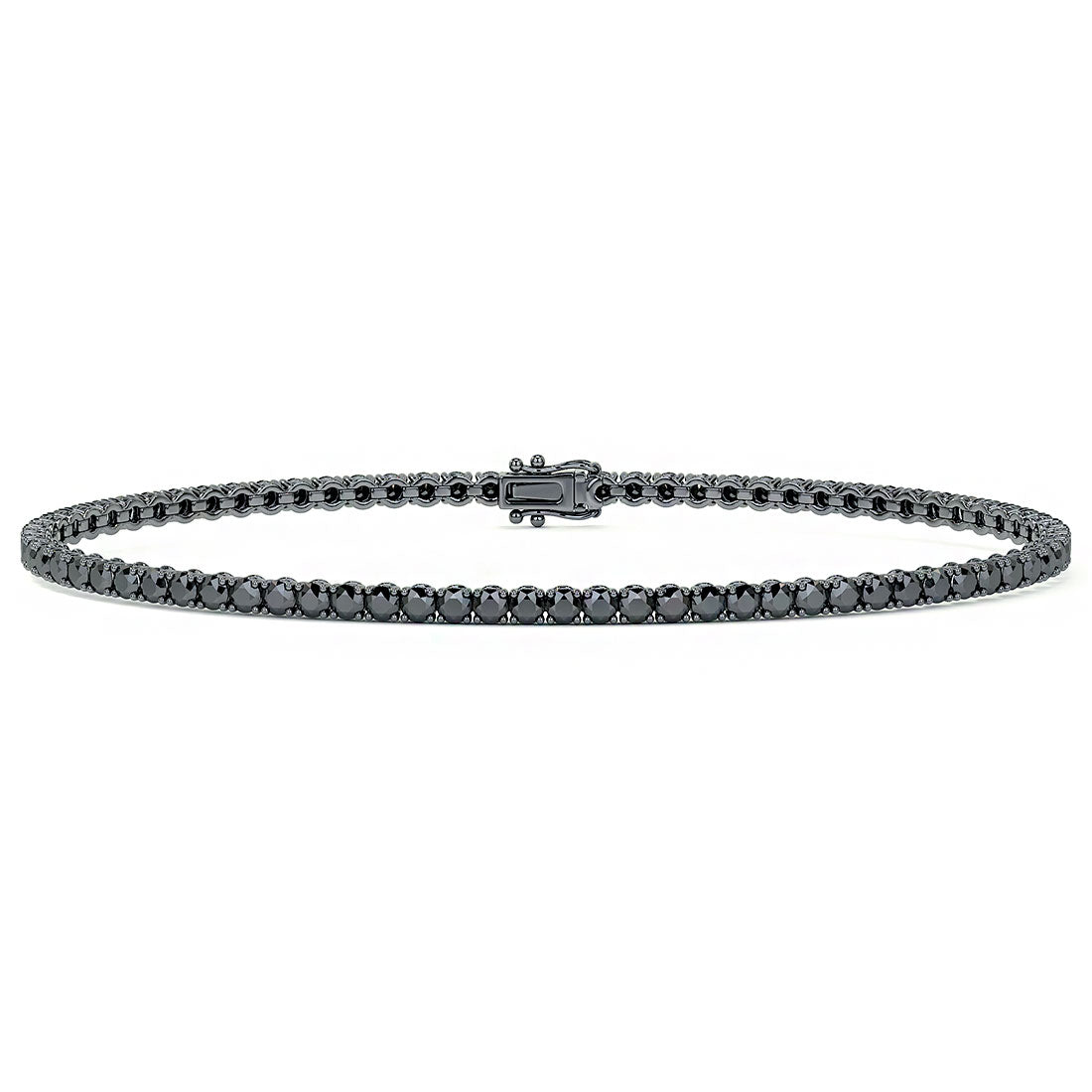 2.50ctw Round Brilliant Black Diamond Tennis Bracelet set in 14k Black Gold