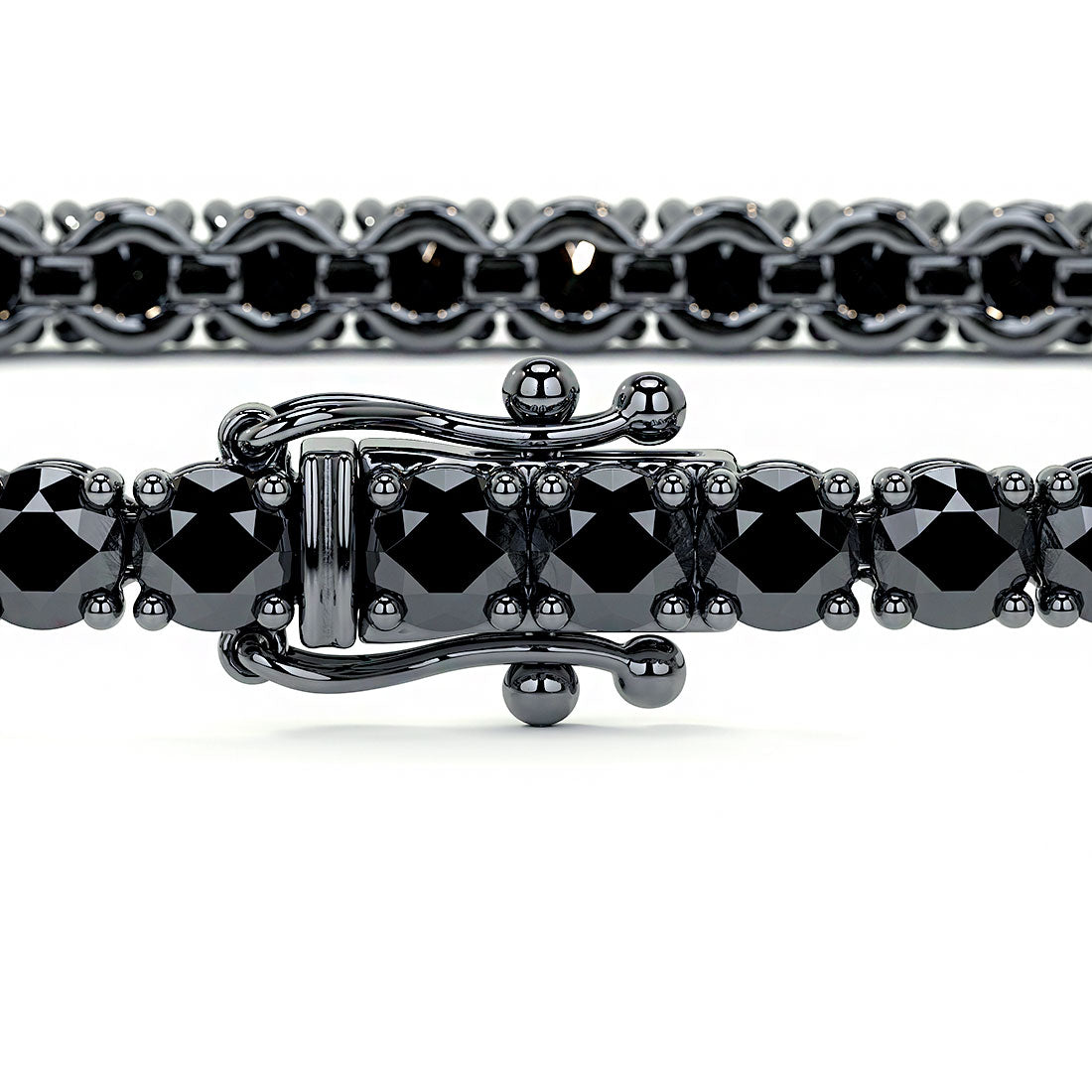 Round Brilliant Black Diamond Tennis Bracelet set in 14k