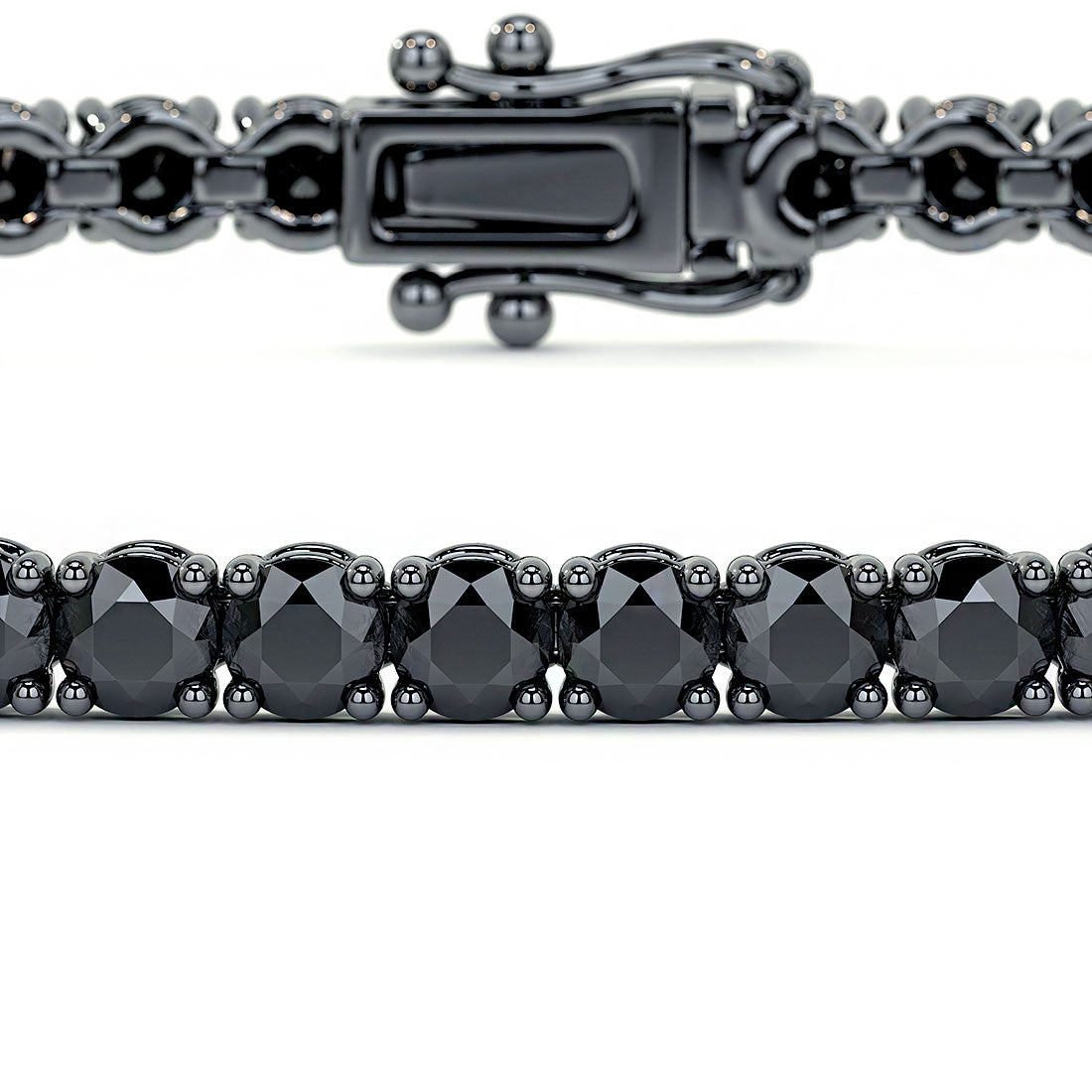 2.50ctw Round Brilliant Black Diamond Tennis Bracelet set in 14k Black Gold