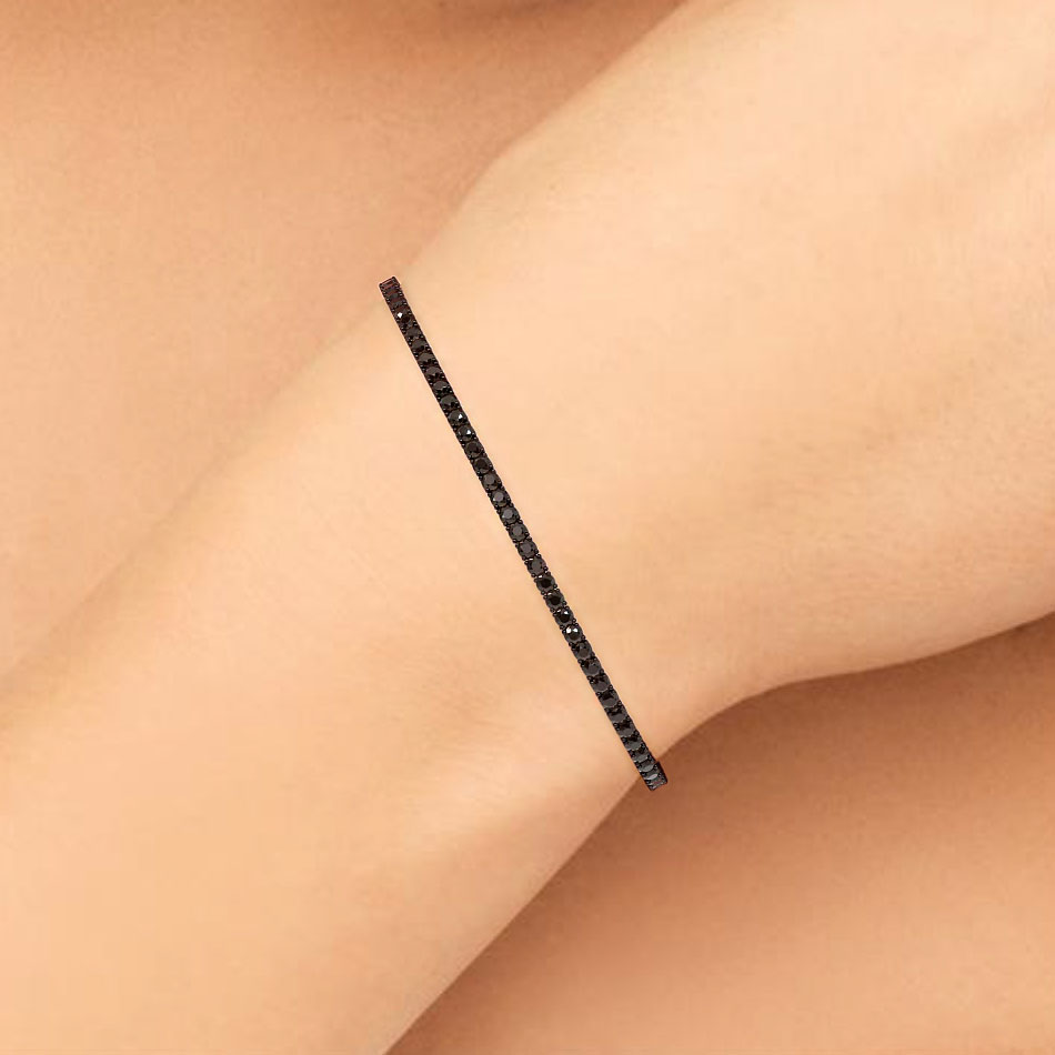 2.50ctw Round Brilliant Black Diamond Tennis Bracelet set in 14k Black Gold