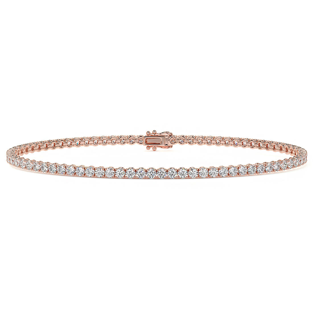 2.50ctw Round Brilliant Diamond Tennis Bracelet set in 14k Rose Gold