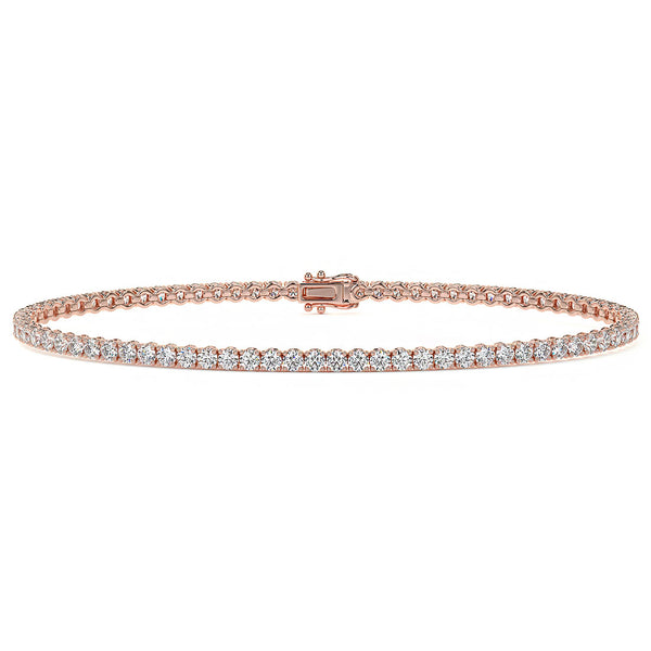 2.50ctw Round Brilliant Diamond Tennis Bracelet set in 14k Rose Gold