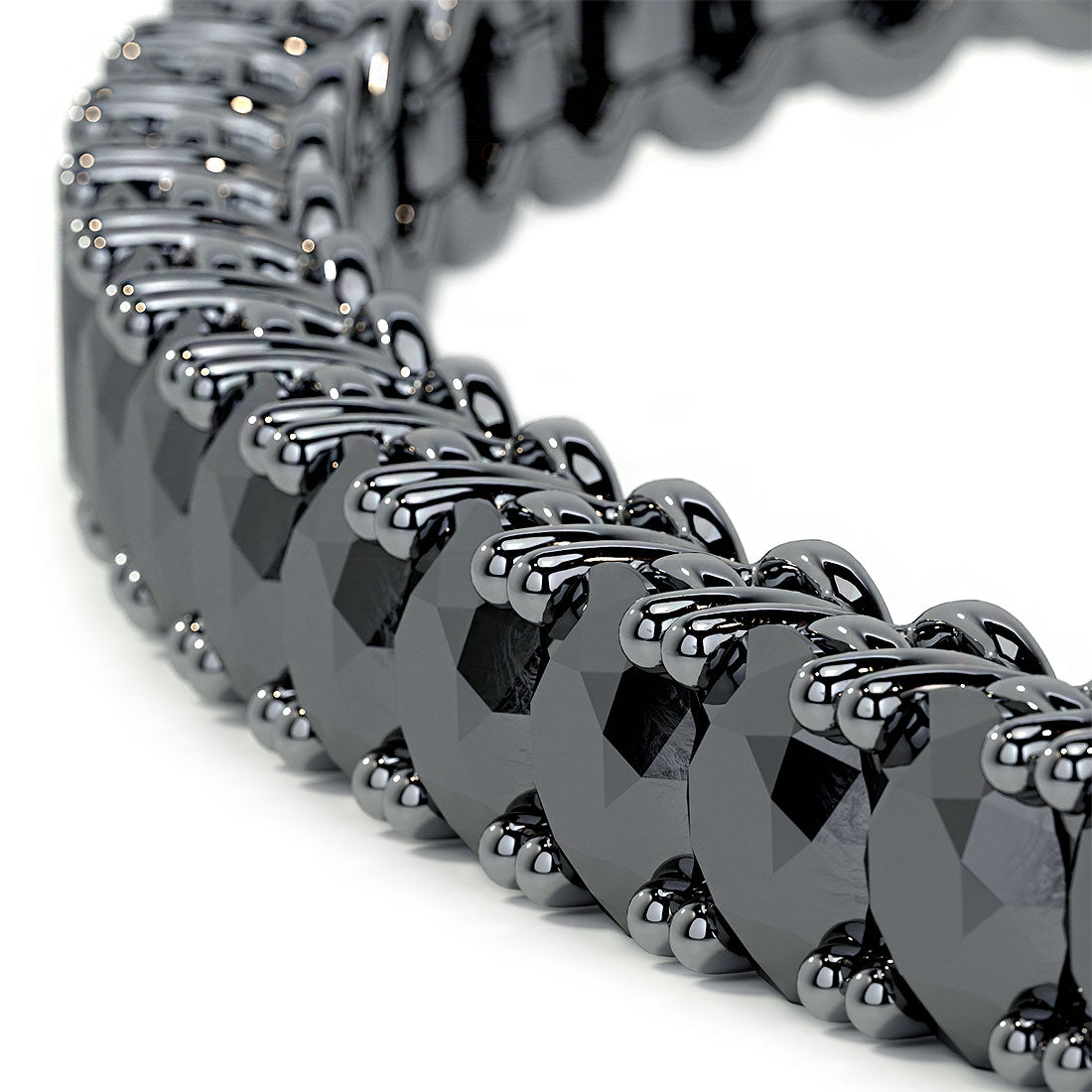 3.25ctw Round Brilliant Black Diamond Tennis Bracelet set in 14k Black Gold