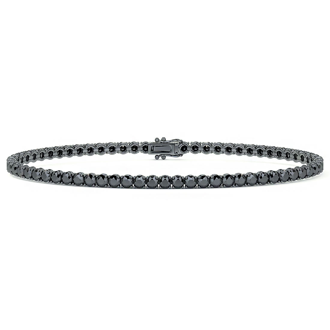 3.25ctw Round Brilliant Black Diamond Tennis Bracelet set in 14k Black Gold