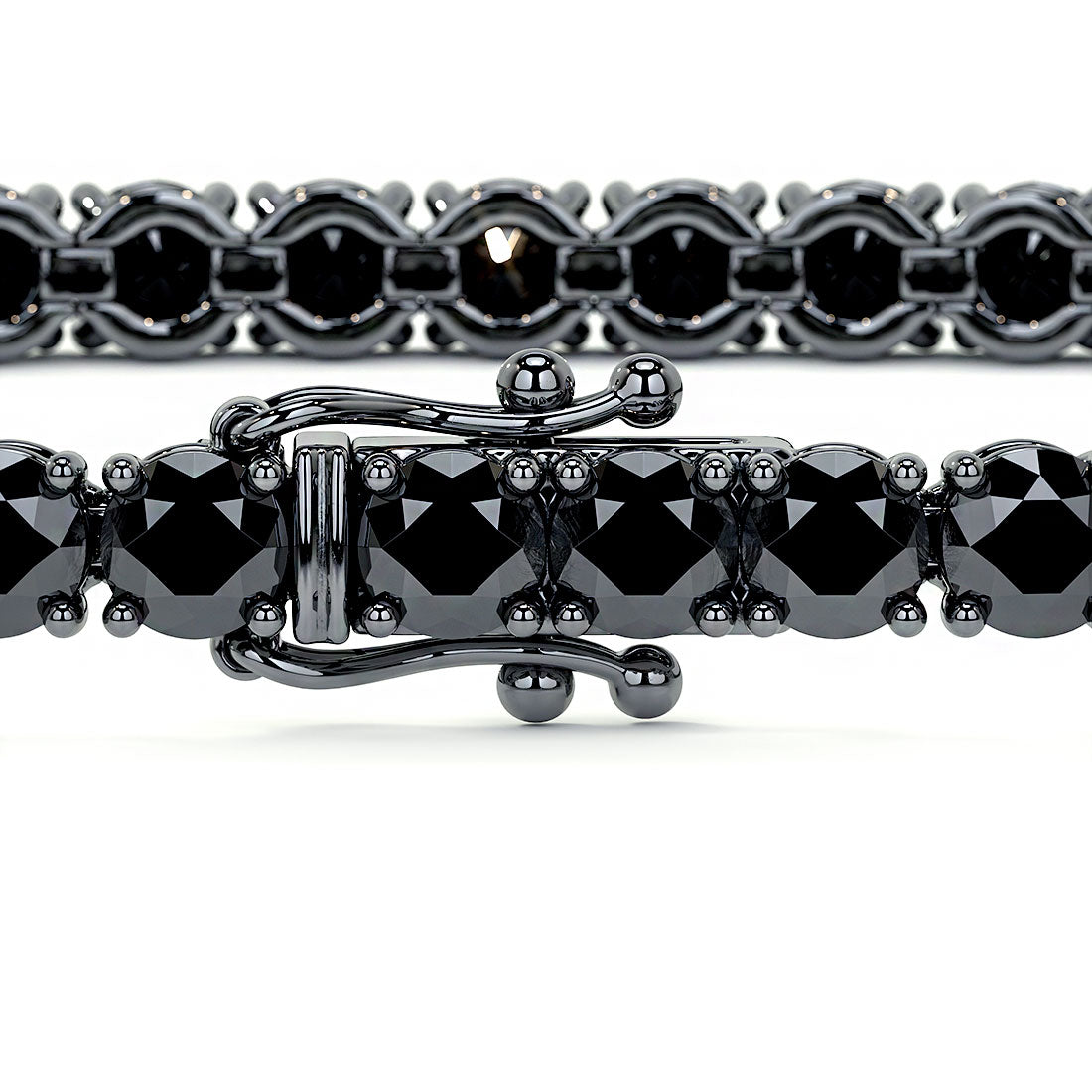 3.25ctw Round Brilliant Black Diamond Tennis Bracelet set in 14k Black Gold