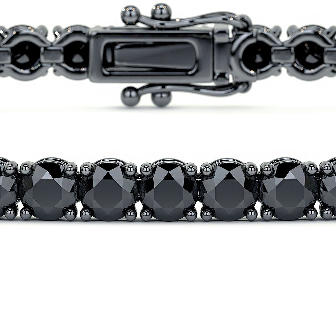 3.25ctw Round Brilliant Black Diamond Tennis Bracelet set in 14k Black Gold