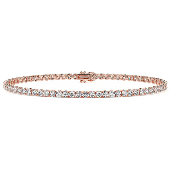 3.25ctw Round Brilliant Diamond Tennis Bracelet set in 14k Rose Gold