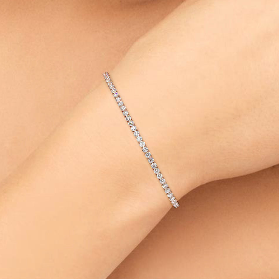 3.25ctw Round Brilliant Diamond Tennis Bracelet set in 14k Rose Gold