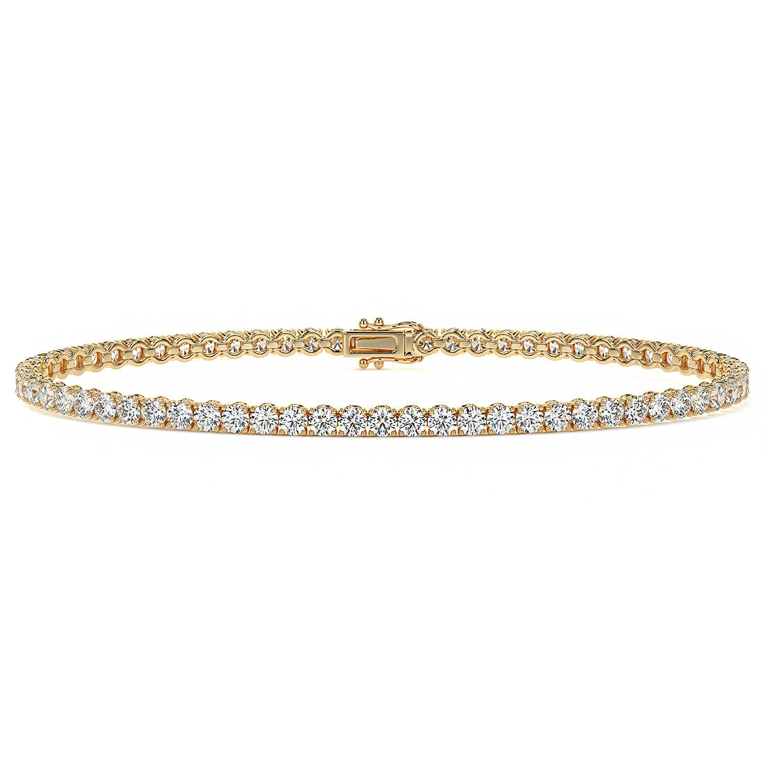 3.25ctw Round Brilliant Diamond Tennis Bracelet set in 14k Yellow Gold