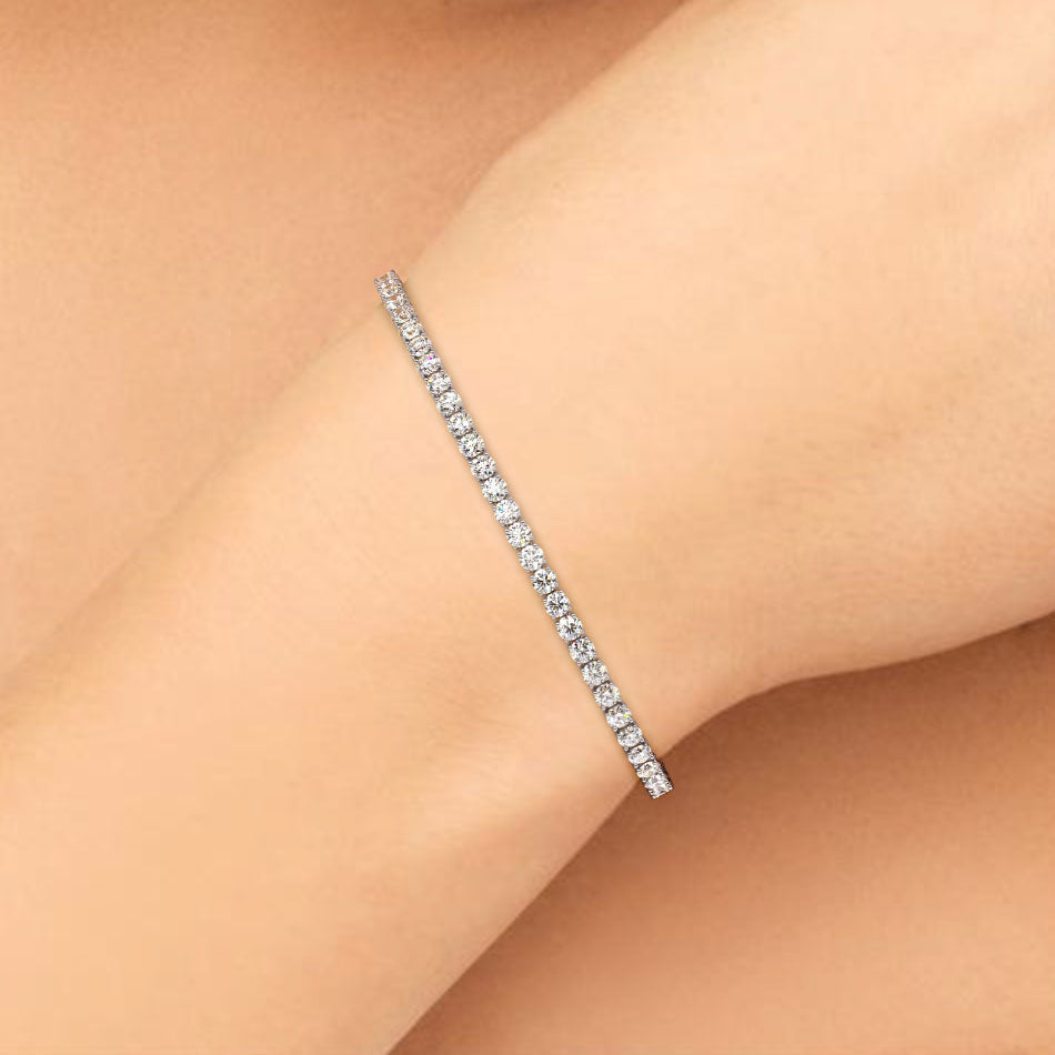 4.25ctw Round Brilliant Diamond Tennis Bracelet set in 14k White Gold