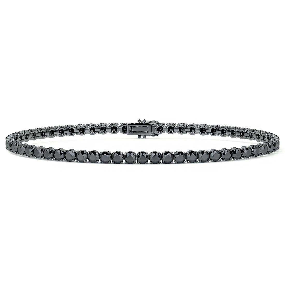 4.25ctw Round Brilliant Black Diamond Tennis Bracelet set in 14k Black Gold