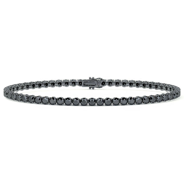 4.25ctw Round Brilliant Black Diamond Tennis Bracelet set in 14k Black Gold