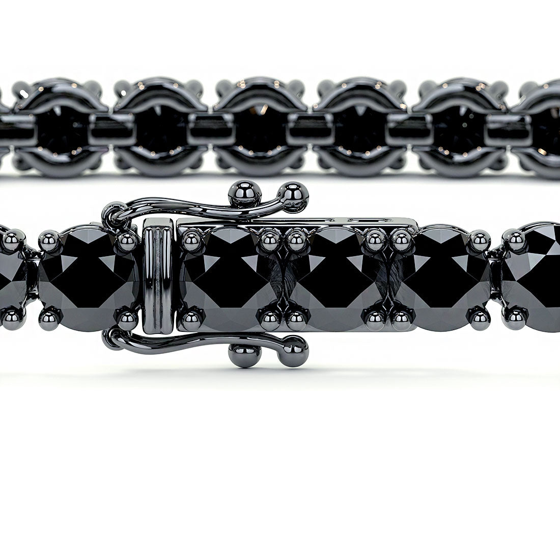 4.25ctw Round Brilliant Black Diamond Tennis Bracelet set in 14k Black Gold