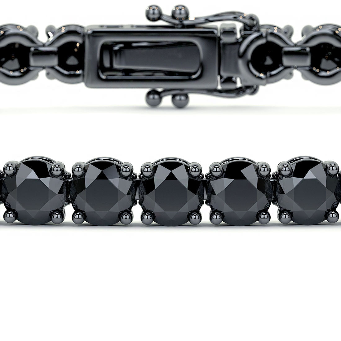 4.25ctw Round Brilliant Black Diamond Tennis Bracelet set in 14k Black Gold
