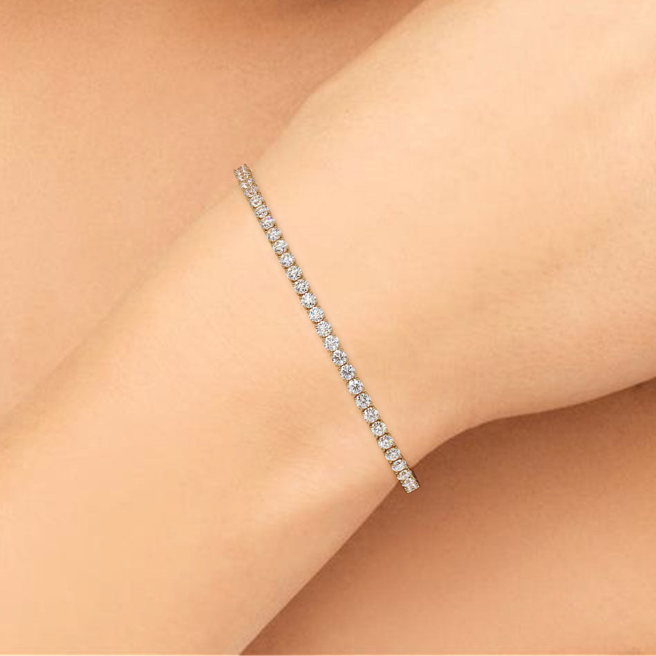 4.25ctw Round Brilliant Diamond Tennis Bracelet set in 14k Yellow Gold