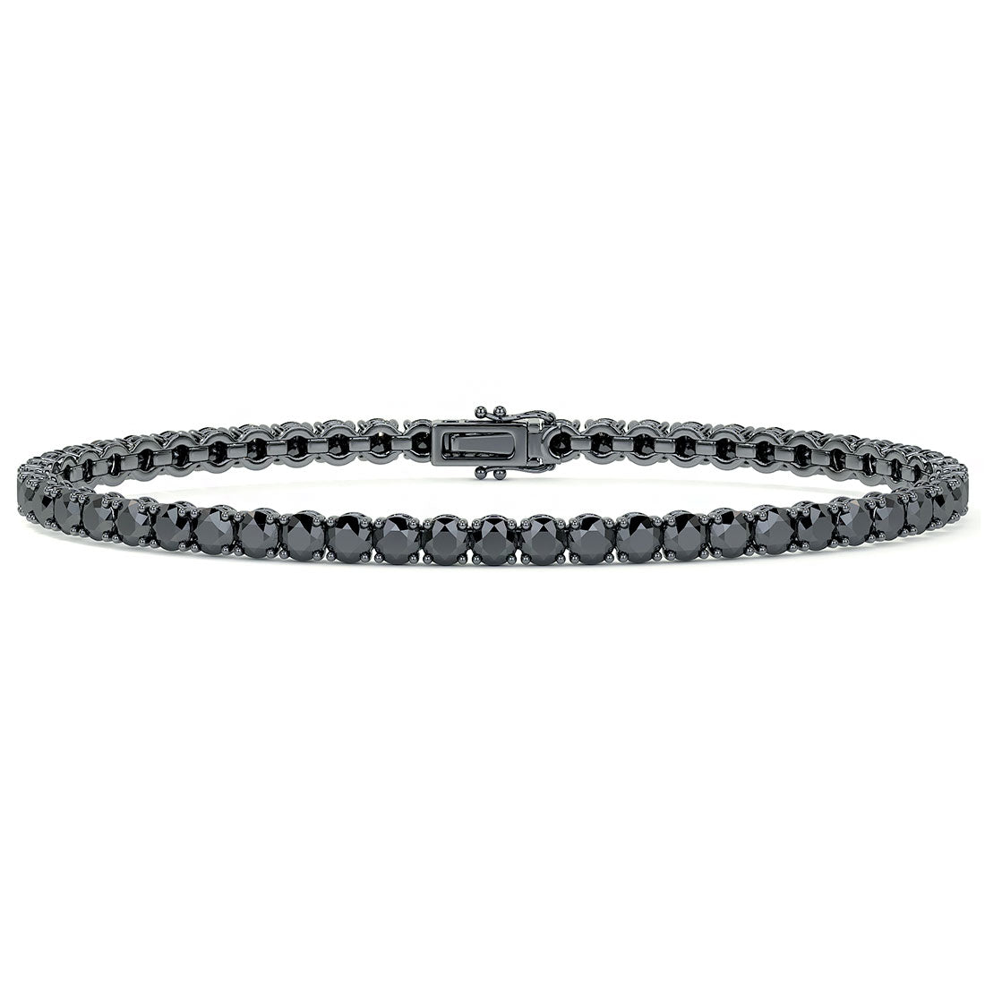 5.50ctw Round Brilliant Black Diamond Tennis Bracelet set in 14k Black Gold