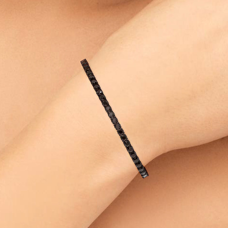 5.50ctw Round Brilliant Black Diamond Tennis Bracelet set in 14k Black Gold