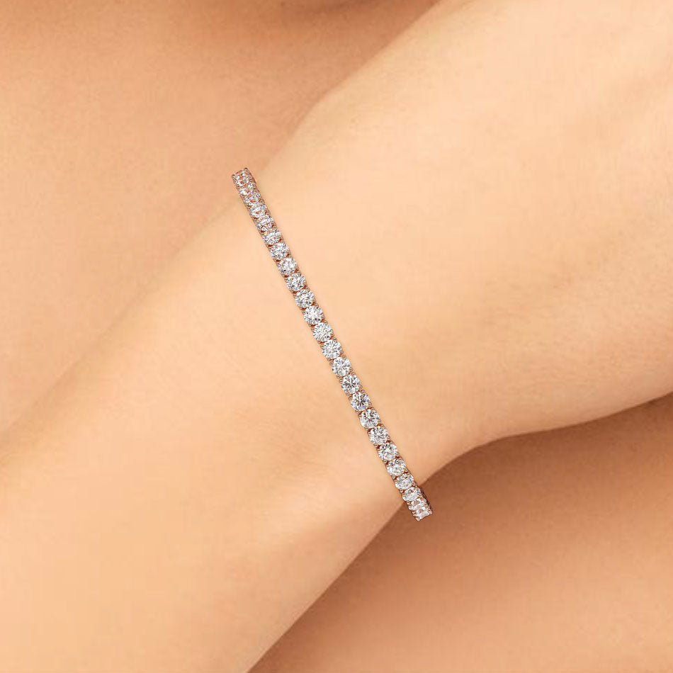 5.50ctw Round Brilliant Diamond Tennis Bracelet set in 14k Rose Gold