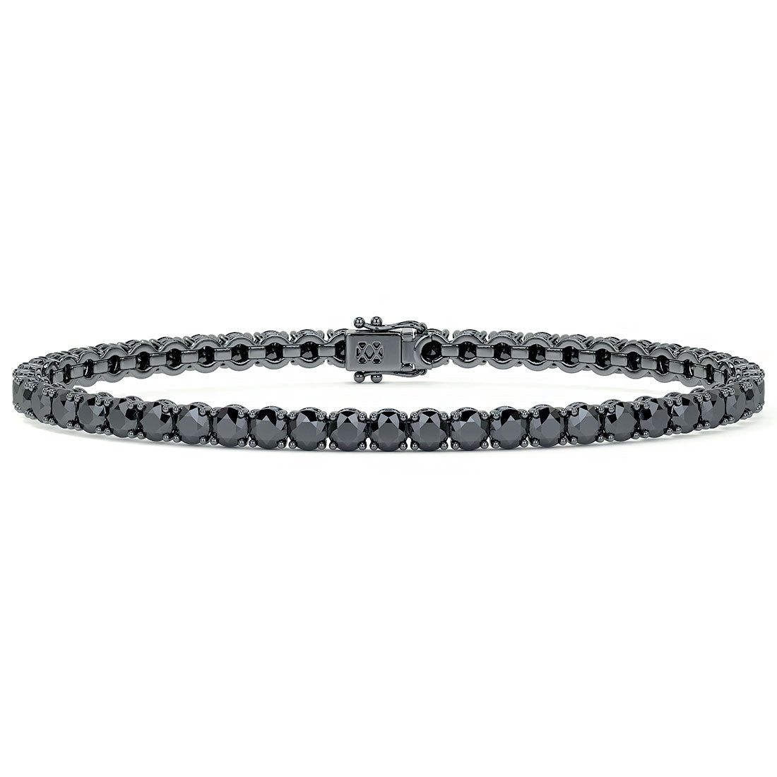 6.50ctw Round Brilliant Black Diamond Tennis Bracelet set in 14k Black Gold