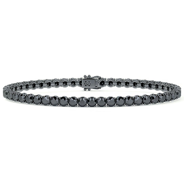 6.50ctw Round Brilliant Black Diamond Tennis Bracelet set in 14k Black Gold