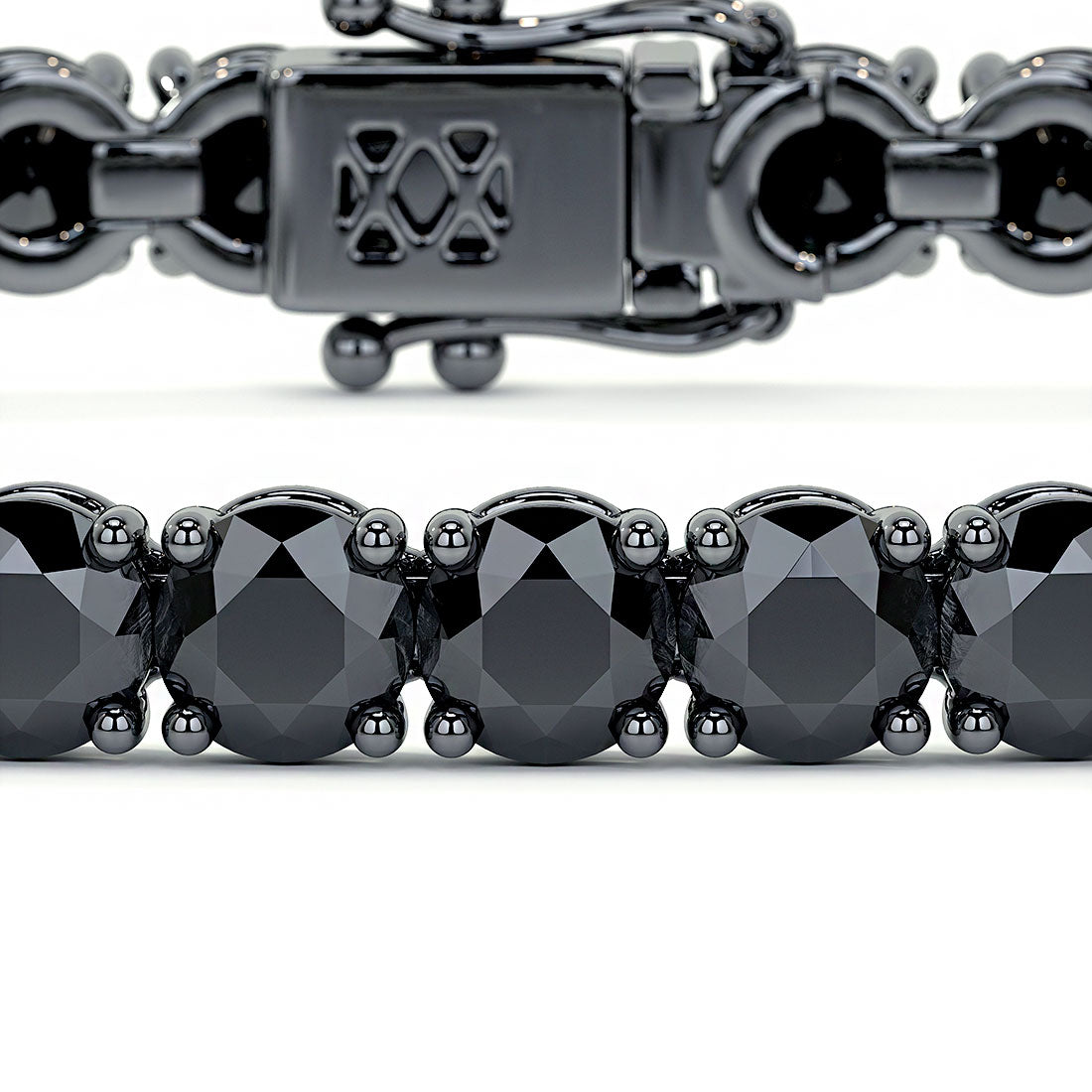 6.50ctw Round Brilliant Black Diamond Tennis Bracelet set in 14k Black Gold
