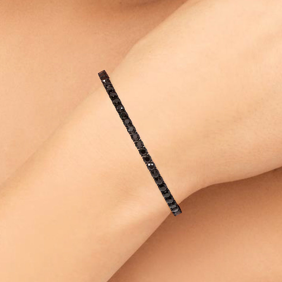 6.50ctw Round Brilliant Black Diamond Tennis Bracelet set in 14k Black Gold