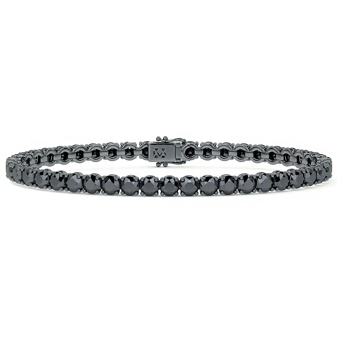 9.50ctw Round Brilliant Black Diamond Tennis Bracelet set in 14k Black Gold