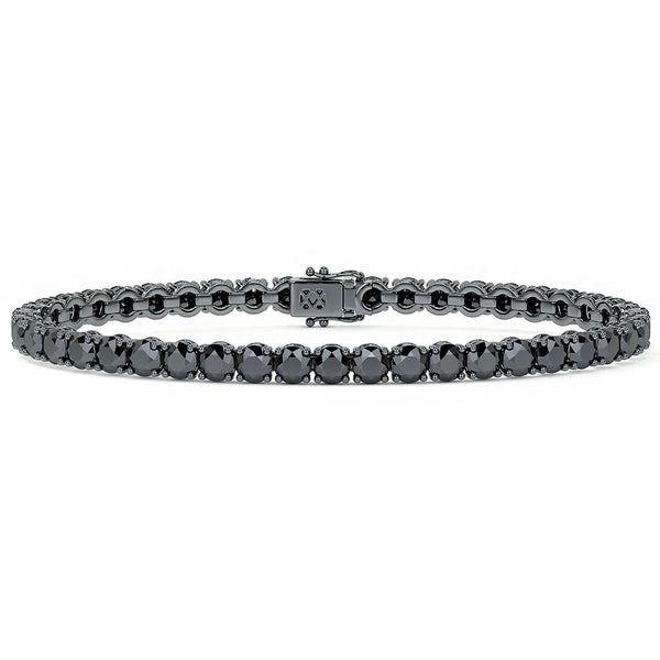 9.50ctw Round Brilliant Black Diamond Tennis Bracelet set in 14k Black Gold