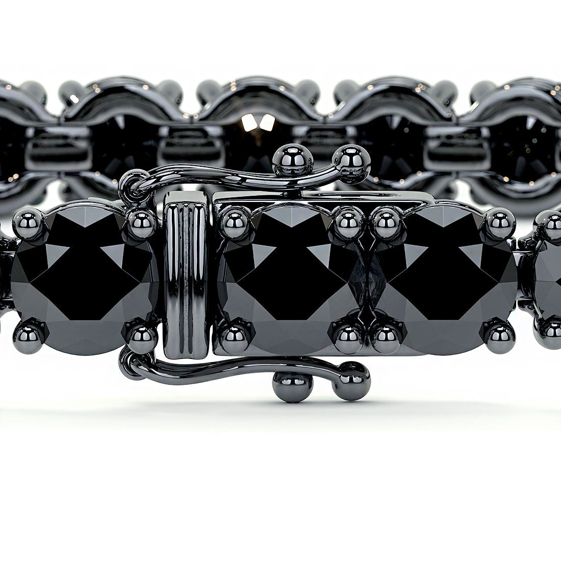 9.50ctw Round Brilliant Black Diamond Tennis Bracelet set in 14k Black Gold