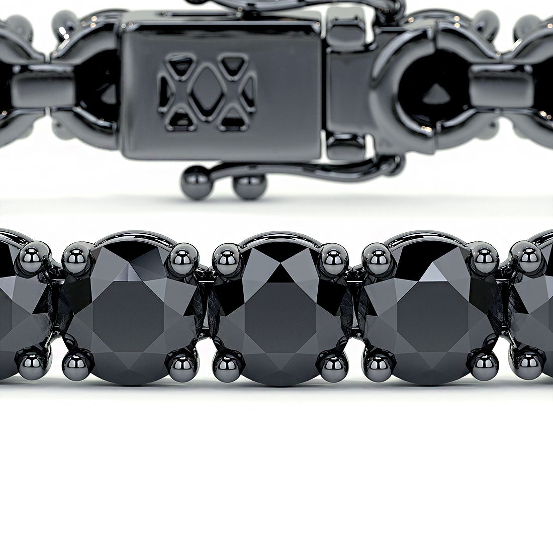 9.50ctw Round Brilliant Black Diamond Tennis Bracelet set in 14k Black Gold