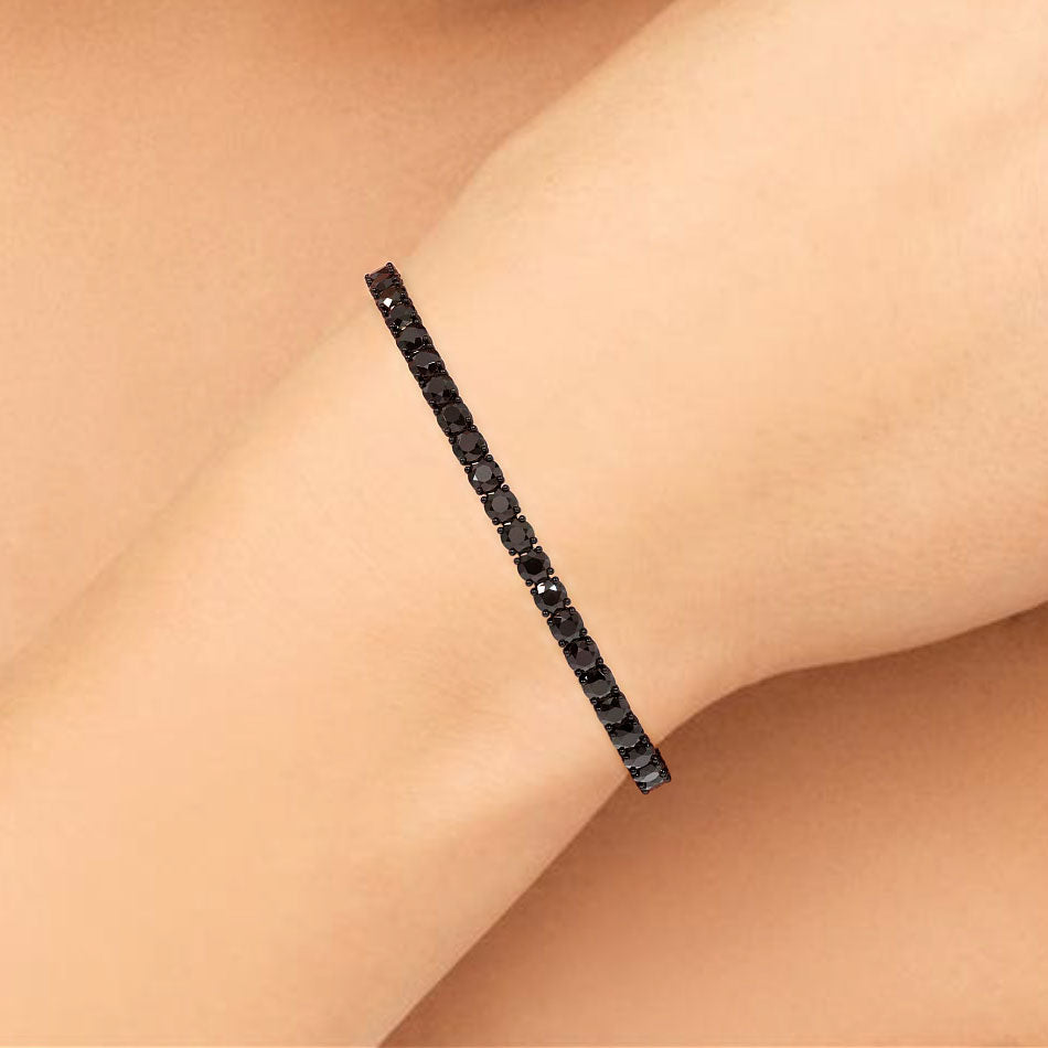 9.50ctw Round Brilliant Black Diamond Tennis Bracelet set in 14k Black Gold