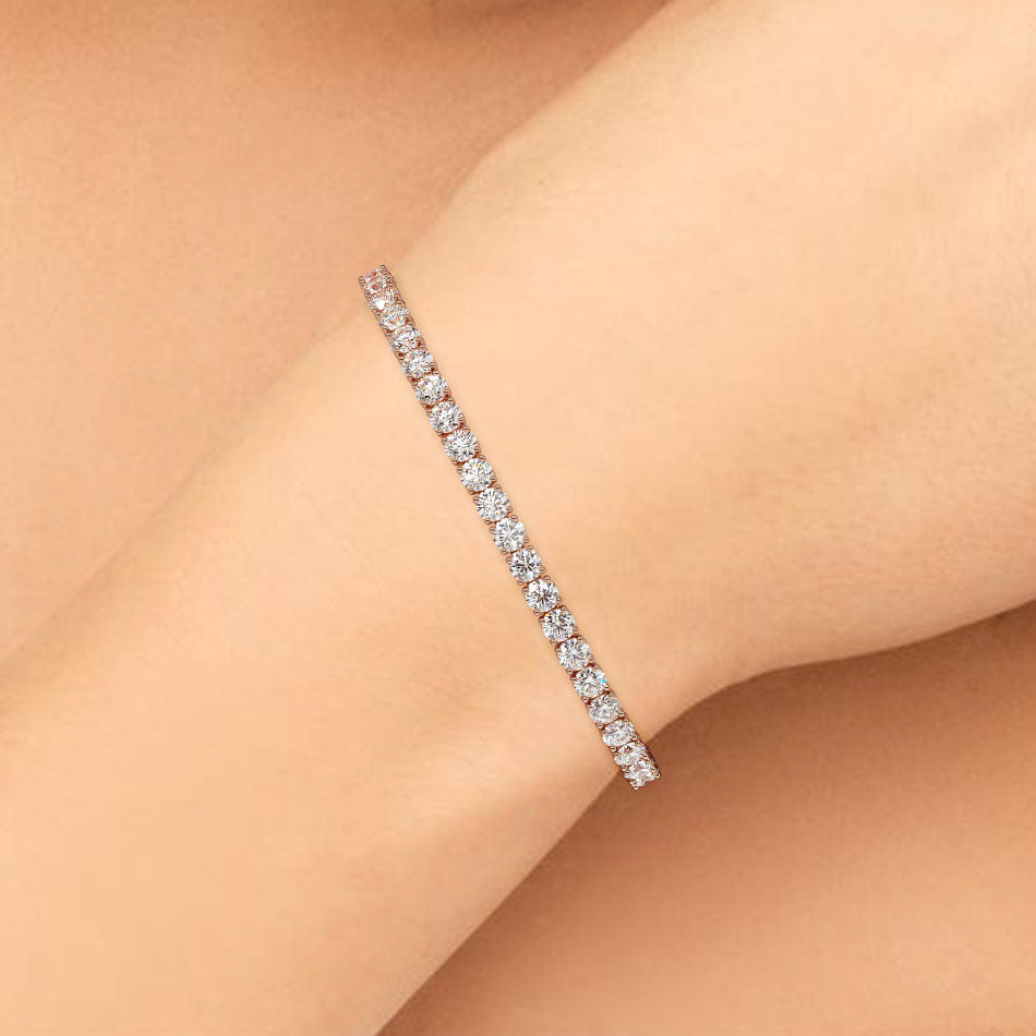9.50ctw Round Brilliant Diamond Tennis Bracelet set in 14k Rose Gold