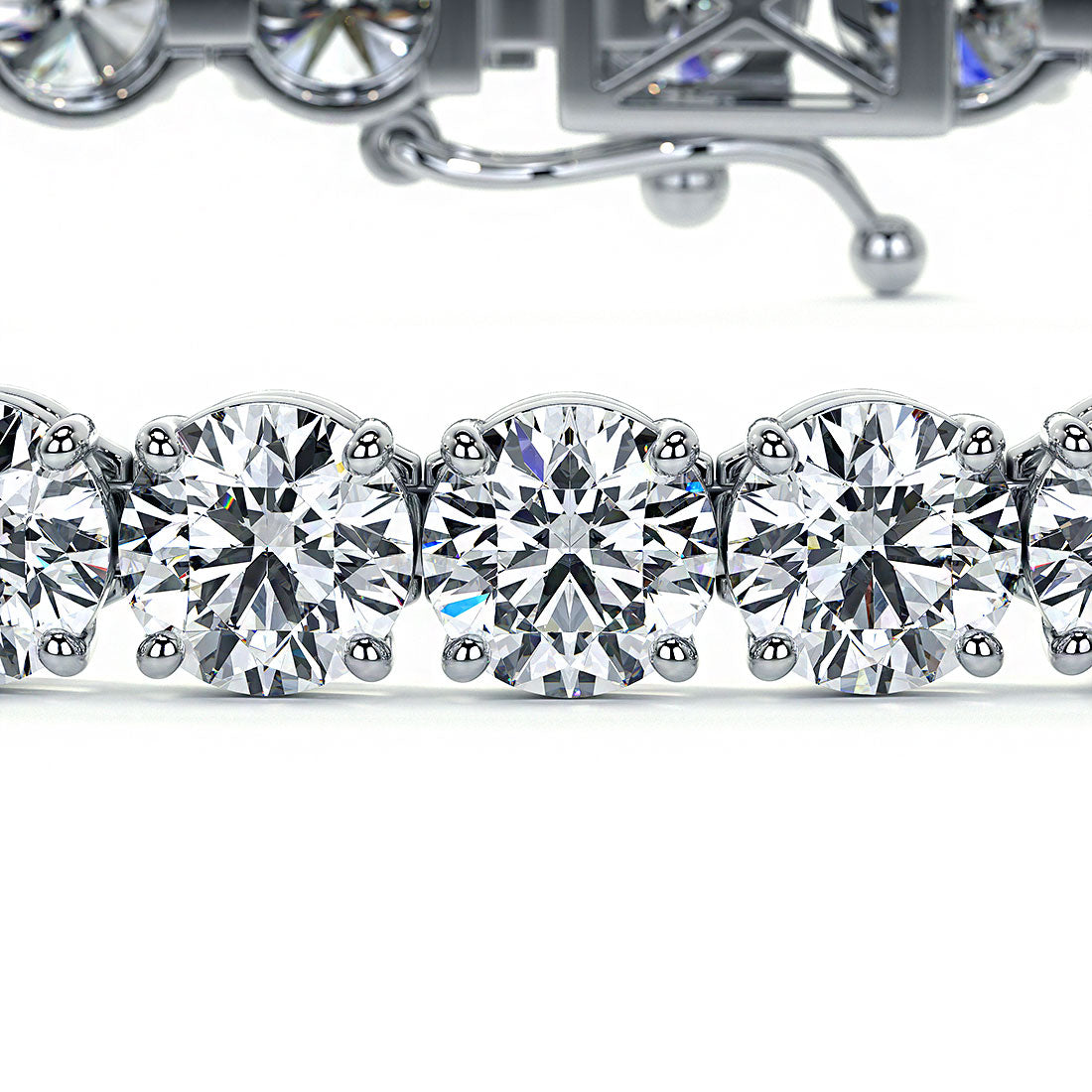 10.50ctw Round Brilliant Diamond Tennis Bracelet set in 14k White Gold