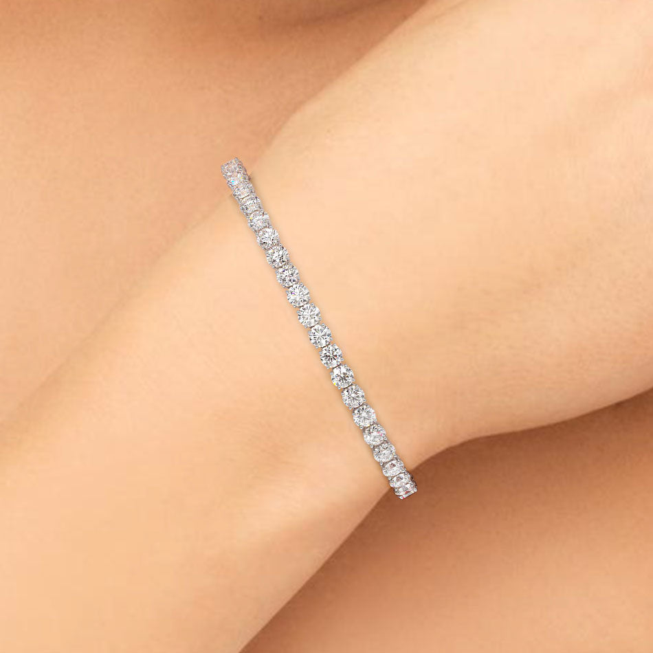 10.50ctw Round Brilliant Diamond Tennis Bracelet set in 14k White Gold