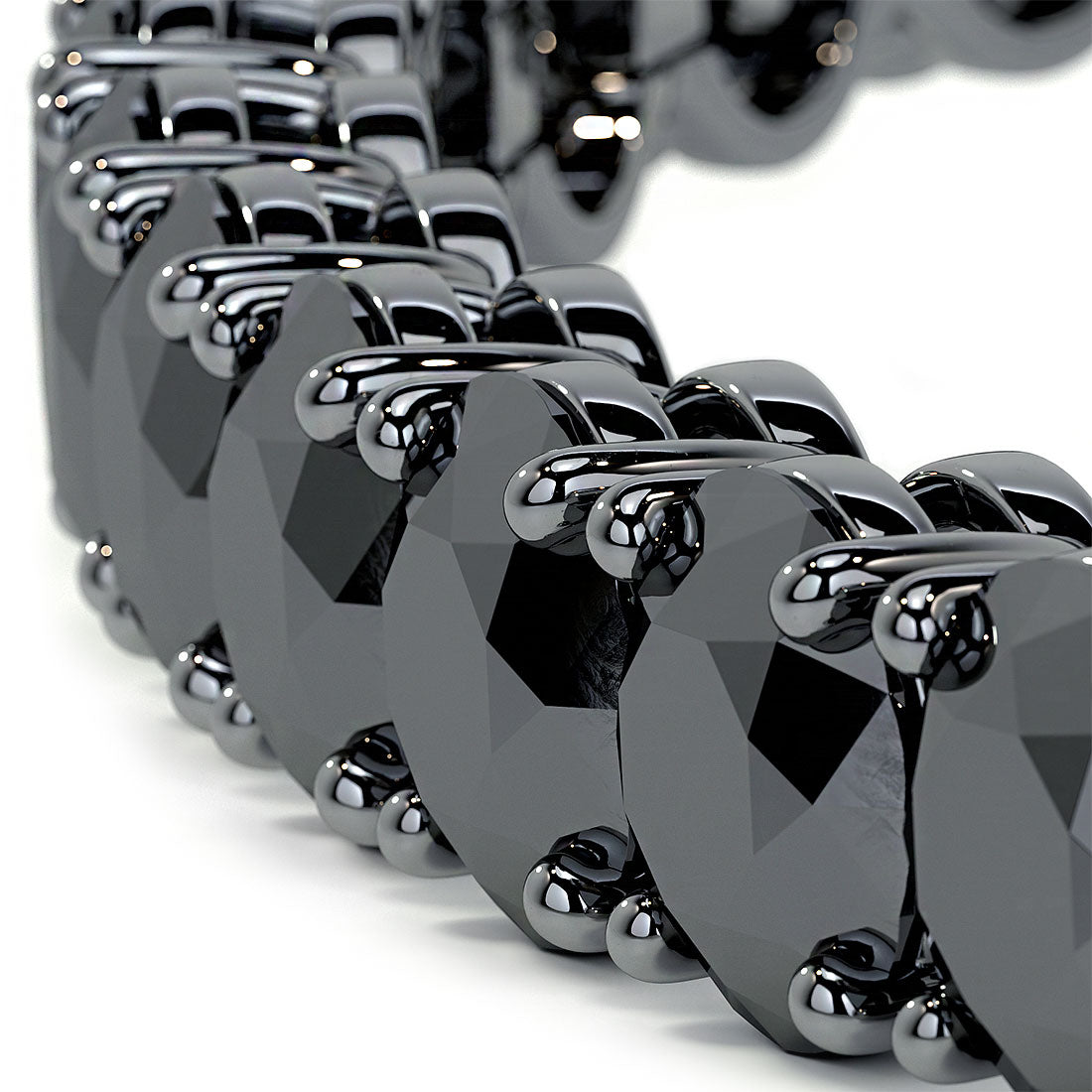 10.50ctw Round Brilliant Black Diamond Tennis Bracelet set in 14k Black Gold