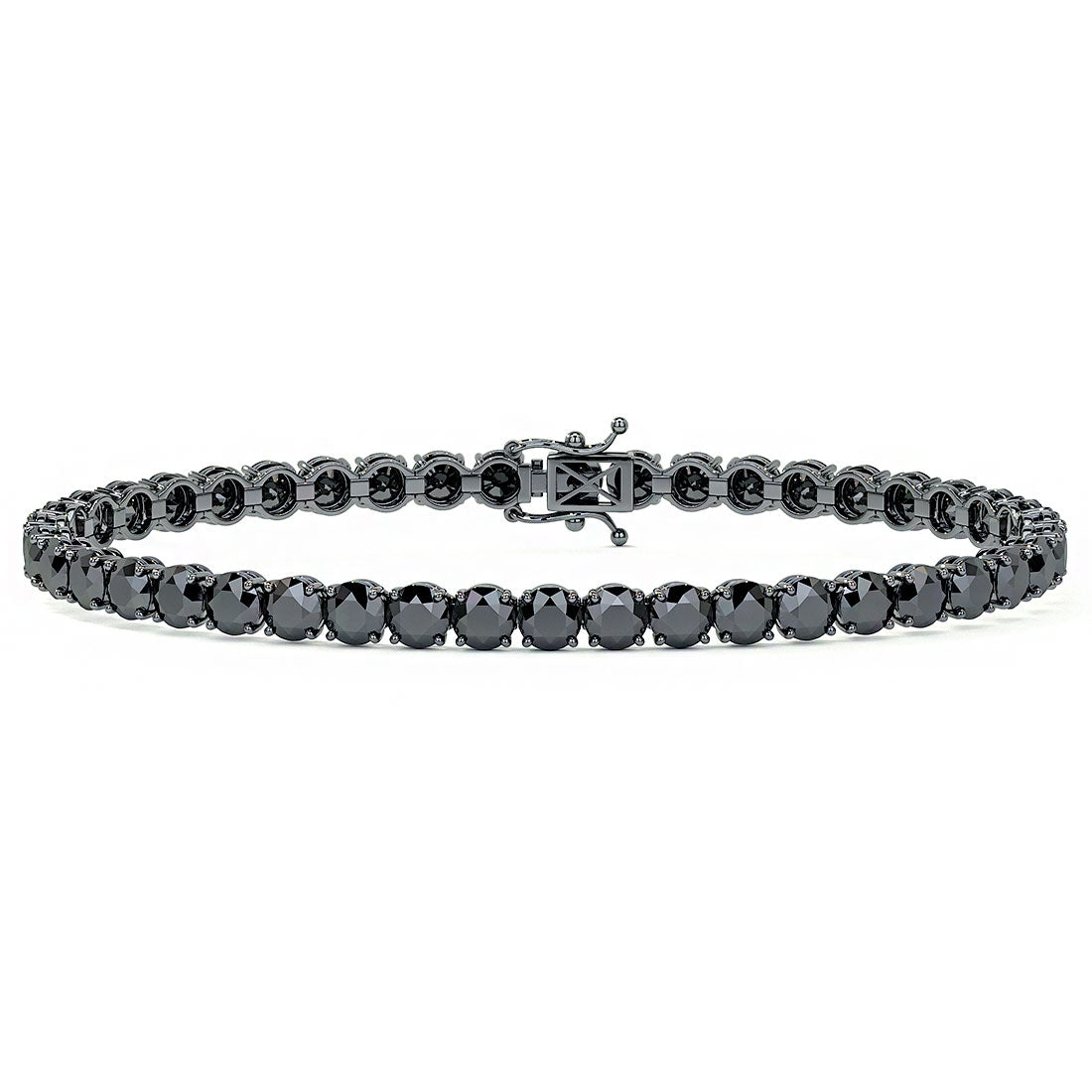 10.50ctw Round Brilliant Black Diamond Tennis Bracelet set in 14k Black Gold