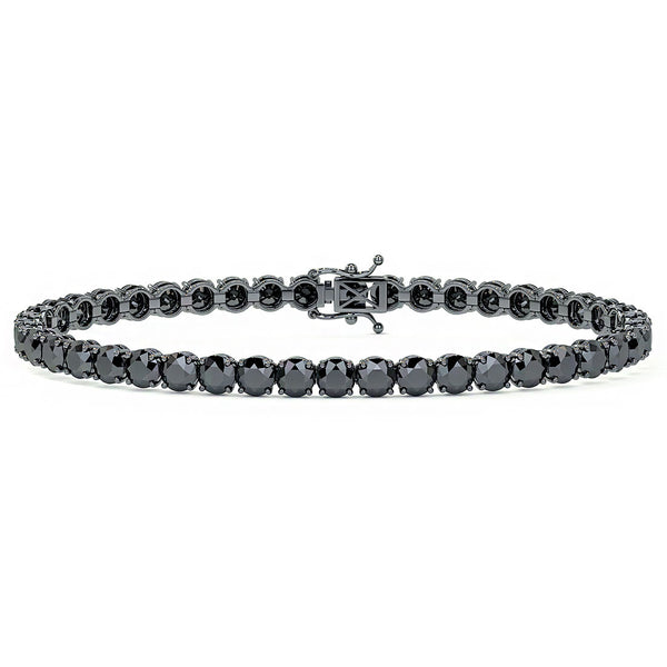 10.50ctw Round Brilliant Black Diamond Tennis Bracelet set in 14k Black Gold