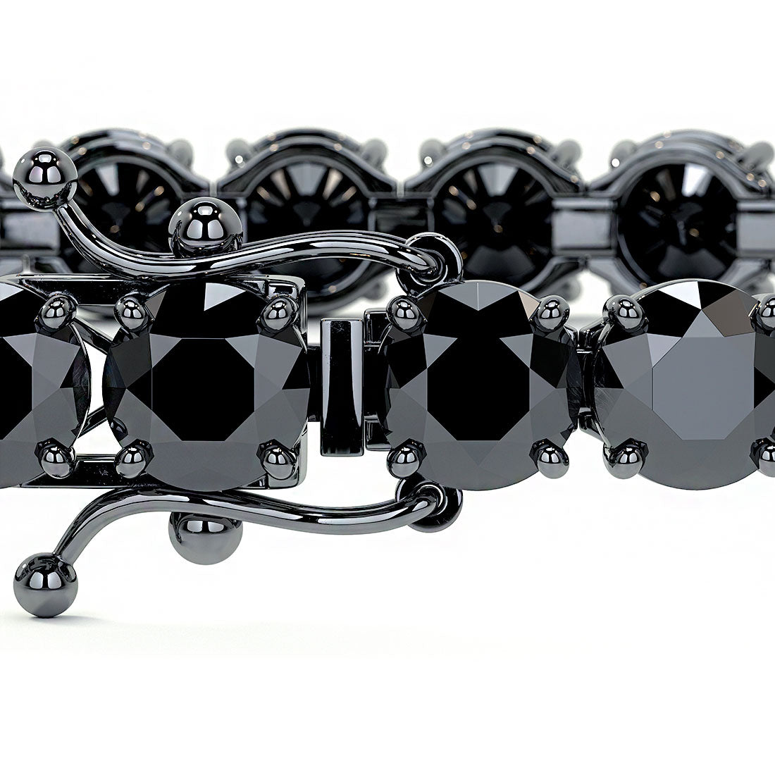 10.50ctw Round Brilliant Black Diamond Tennis Bracelet set in 14k Black Gold