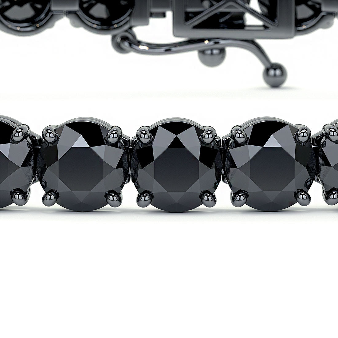 10.50ctw Round Brilliant Black Diamond Tennis Bracelet set in 14k Black Gold