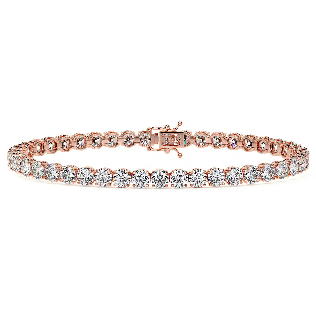 10.50ctw Round Brilliant Diamond Tennis Bracelet set in 14k Rose Gold
