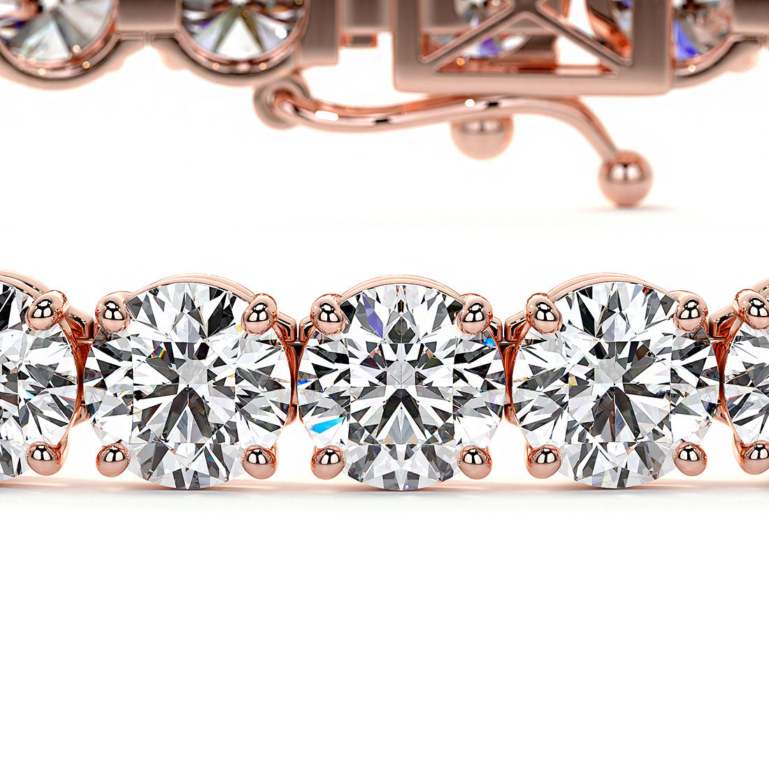 10.50ctw Round Brilliant Diamond Tennis Bracelet set in 14k Rose Gold