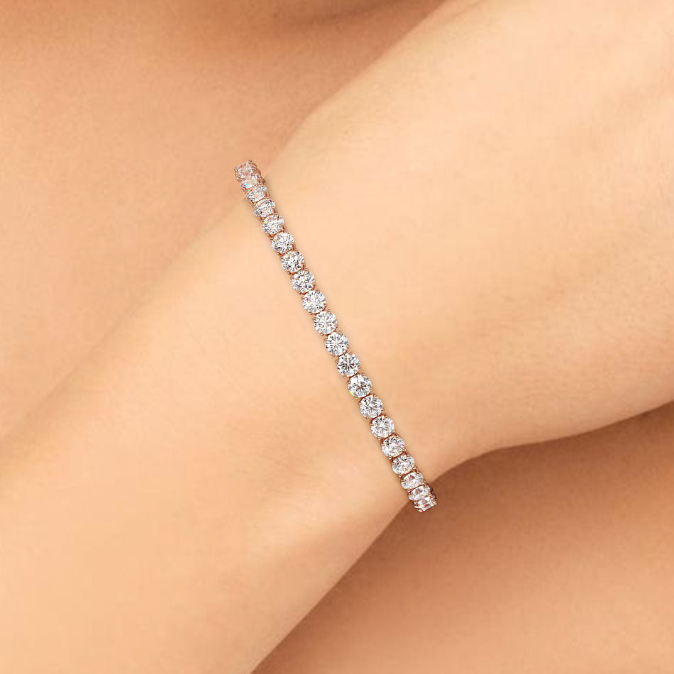 10.50ctw Round Brilliant Diamond Tennis Bracelet set in 14k Rose Gold