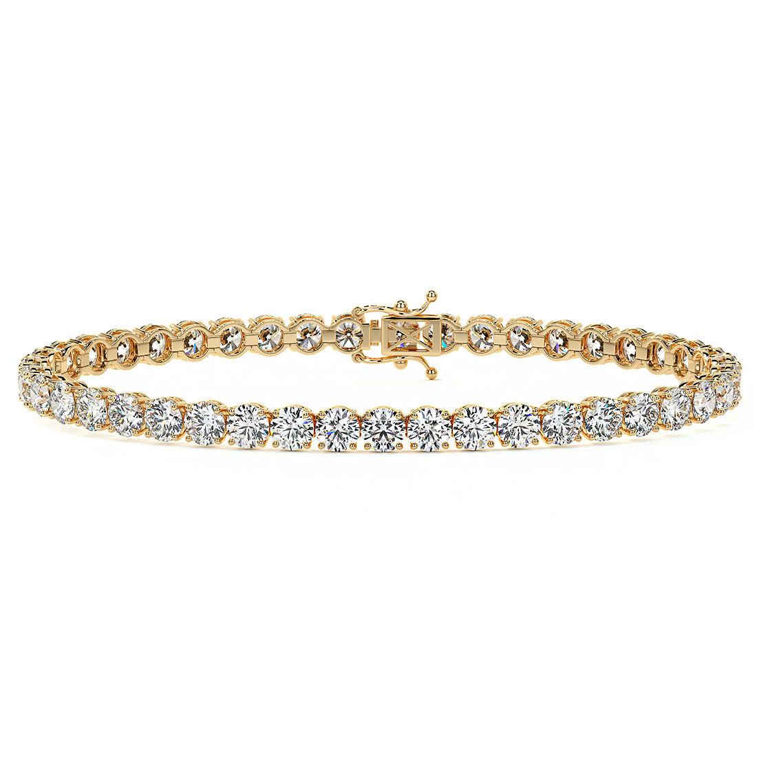 10.50ctw Round Brilliant Diamond Tennis Bracelet set in 14k Yellow Gold